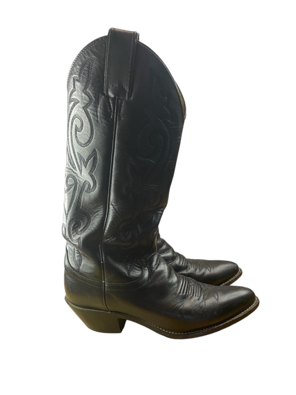 Justin Boots Black Embroidered Western Cowboy Boots
